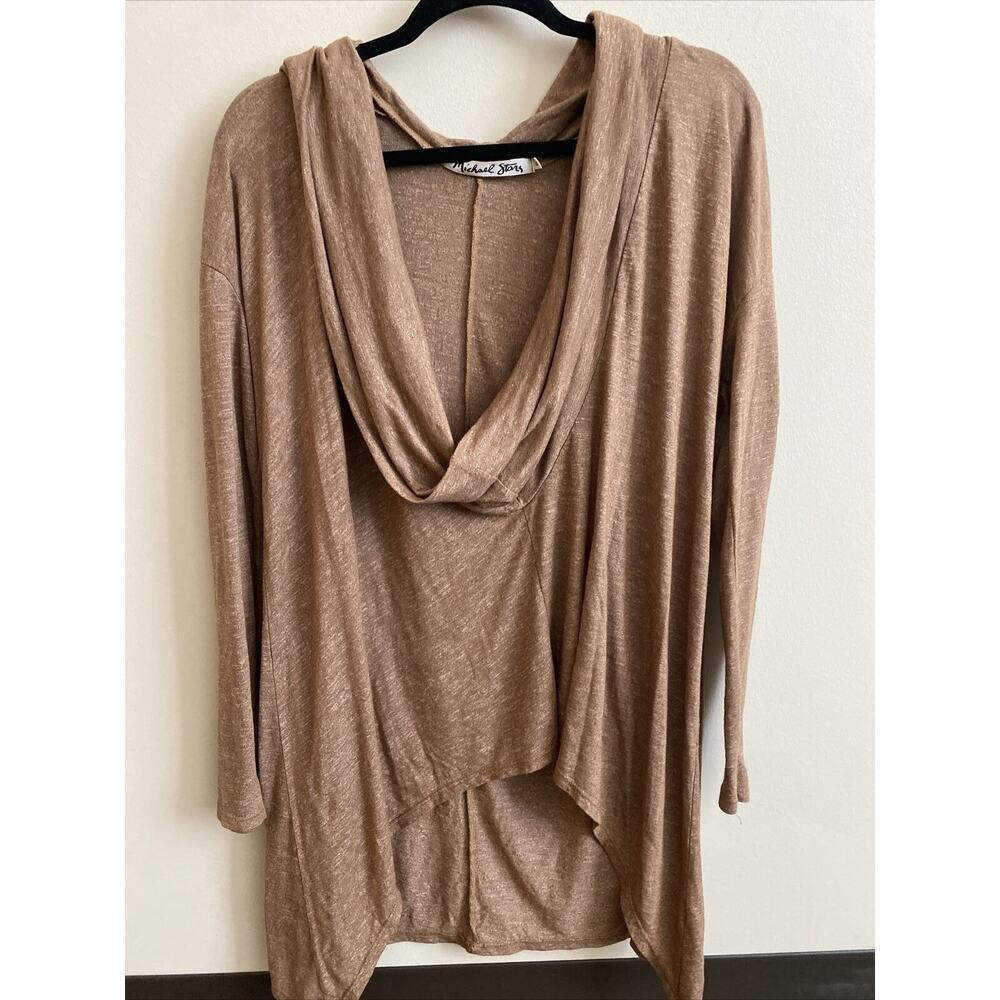 MICHAEL STARS womens Top Brooklyn Jersey Cowl Neck Tan O/S‎